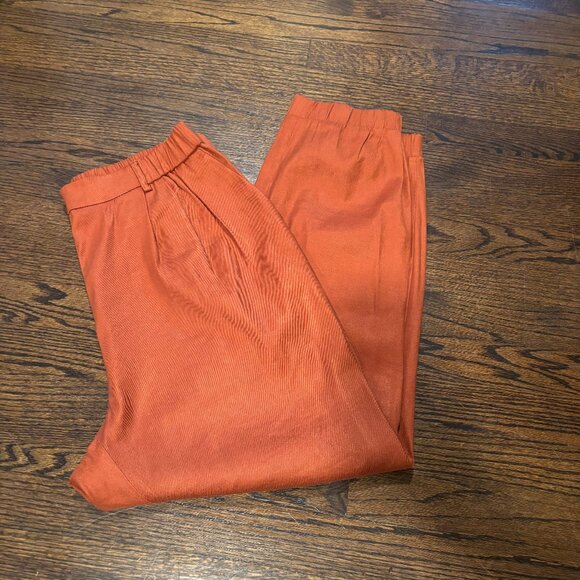 Express Women Linen Ankle High Rise pants. SZ: Large/ Burnt Orange color - Picture 1 of 12